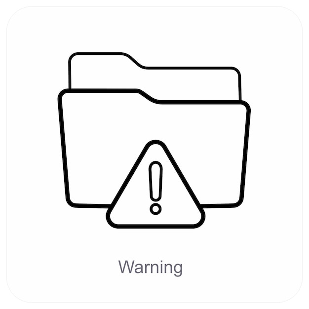 Concepto de icono de advertencia y carpeta