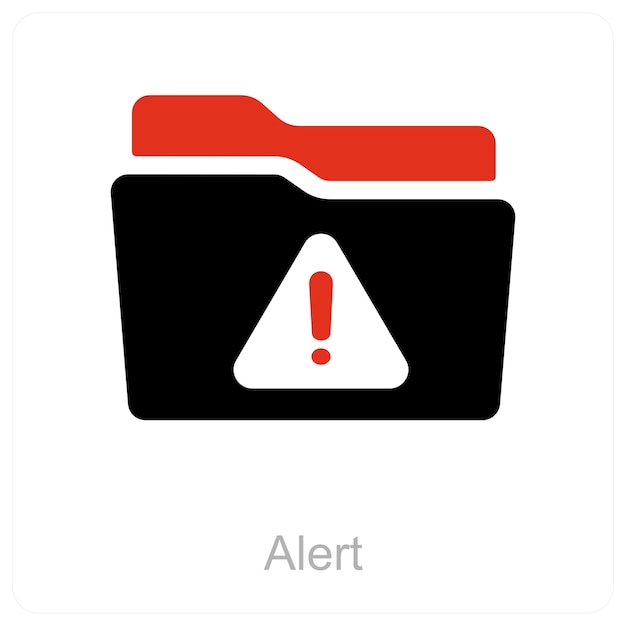 Concepto de icono de alerta y carpeta