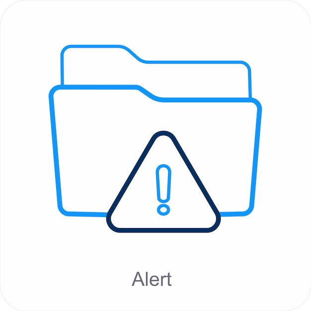 Concepto de icono de alerta y carpeta