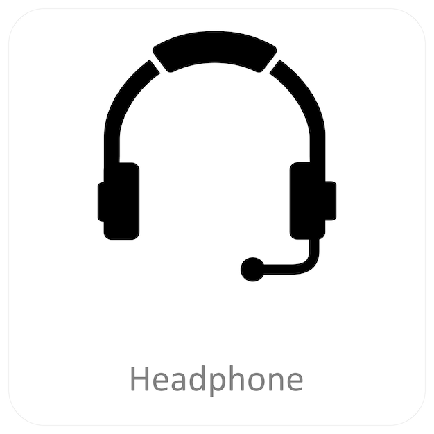 Concepto de icono de auriculares y altavoz