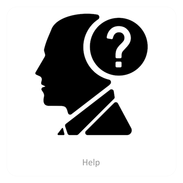 Concepto de icono de ayuda y hombre de negocios