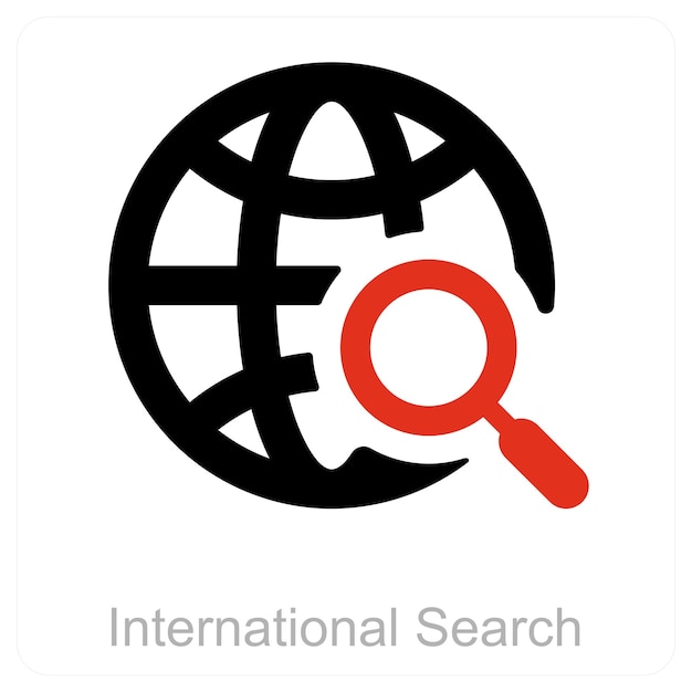 Concepto de icono de búsqueda y educación internacional