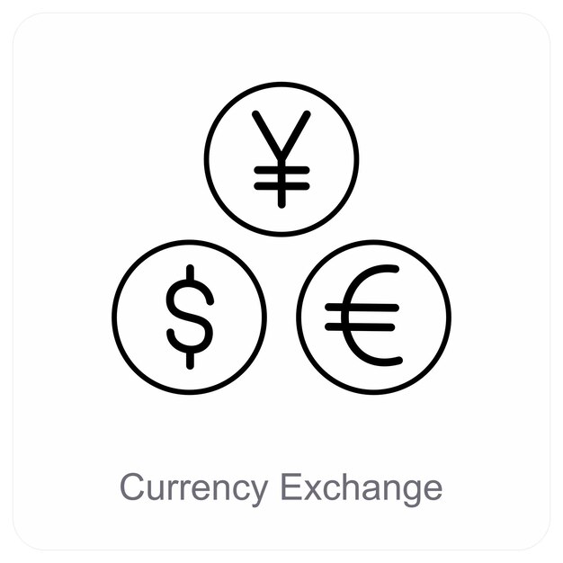 Concepto de icono de cambio y conversión de divisas