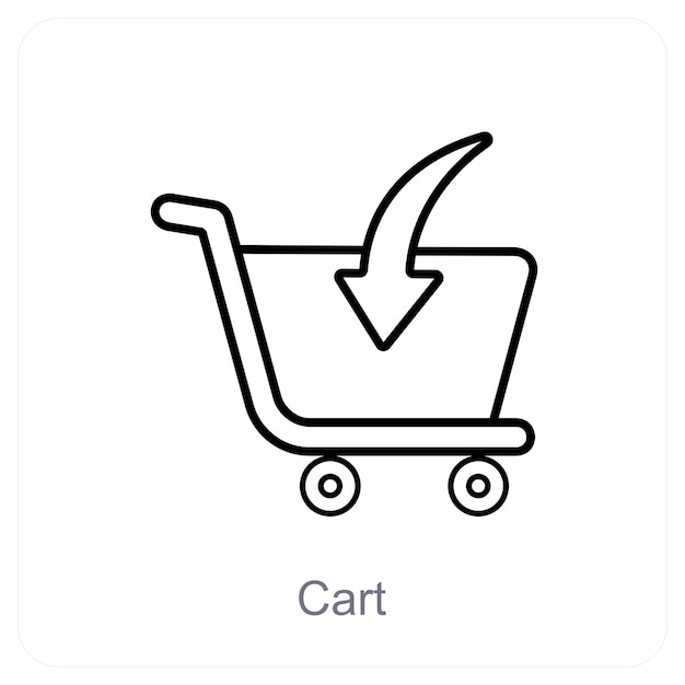 Concepto de icono de carrito y carrito