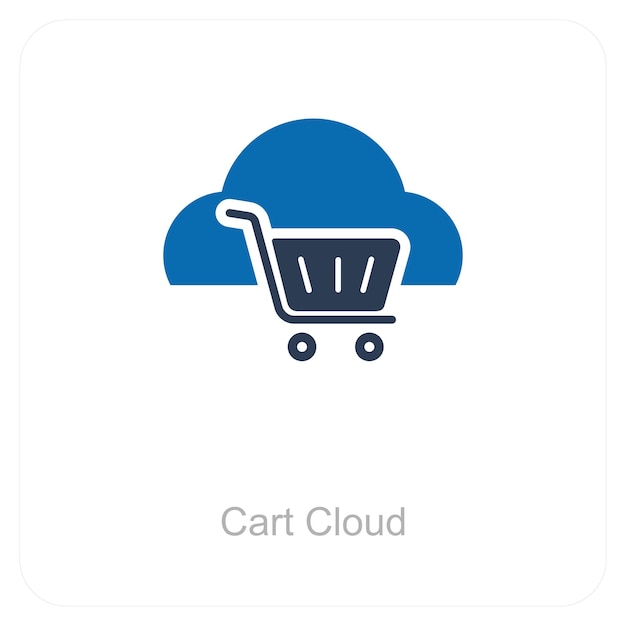 Concepto de icono de carrito en la nube y de comercio electrónico