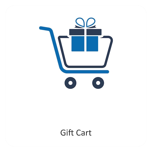 Concepto de icono de carrito de regalos y carrito
