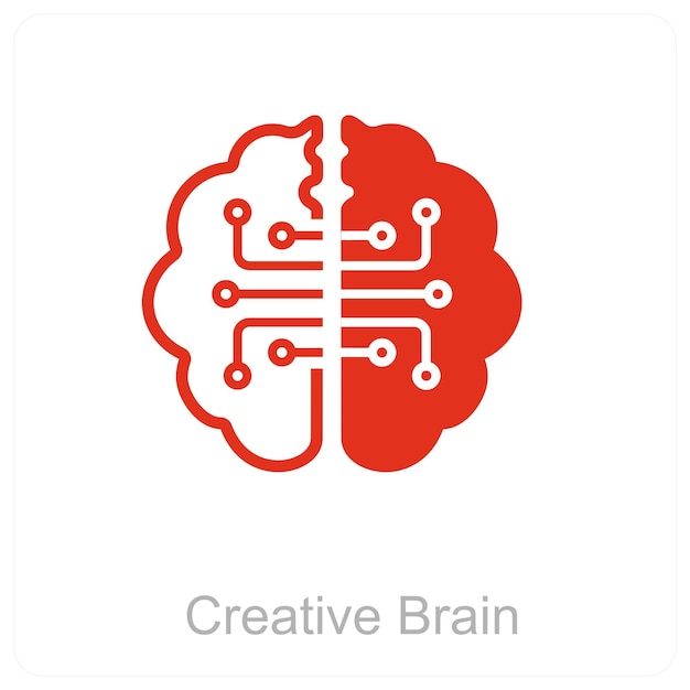 El concepto de icono de cerebro creativo y big data