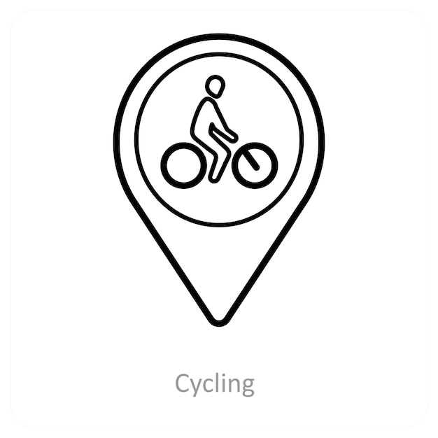 Concepto de icono de ciclismo y ubicación