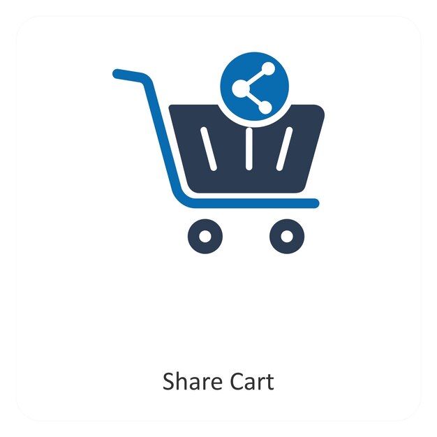 Concepto de icono de compartición de carrito y carrito