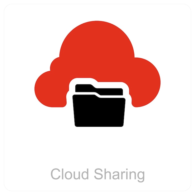 Concepto de icono de compartición en la nube y carpeta