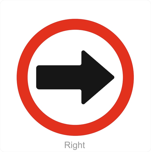 Concepto de icono de la derecha y el camino