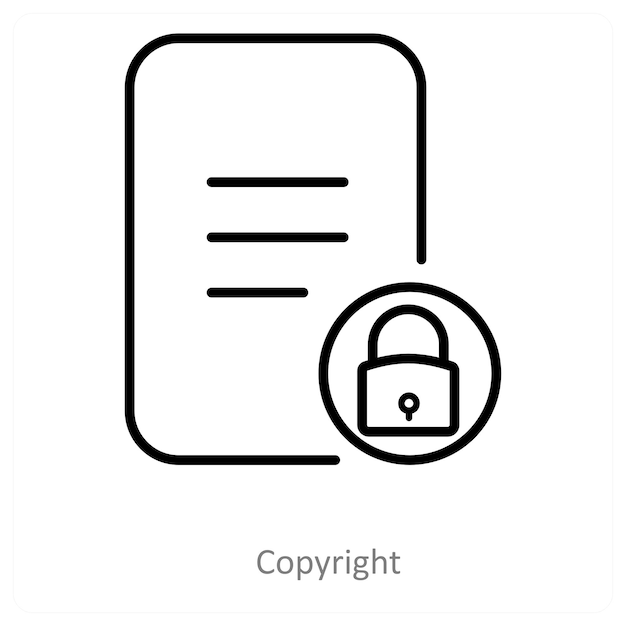 Concepto de icono de derechos de autor y seguridad