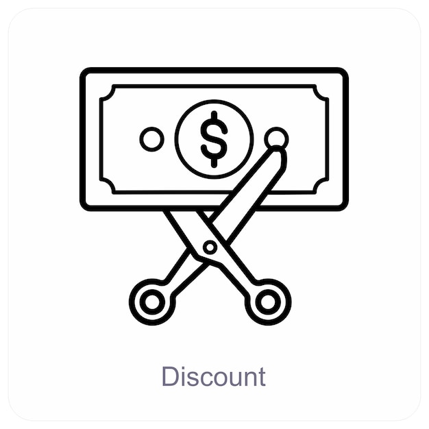 Concepto de icono de descuento y cupón