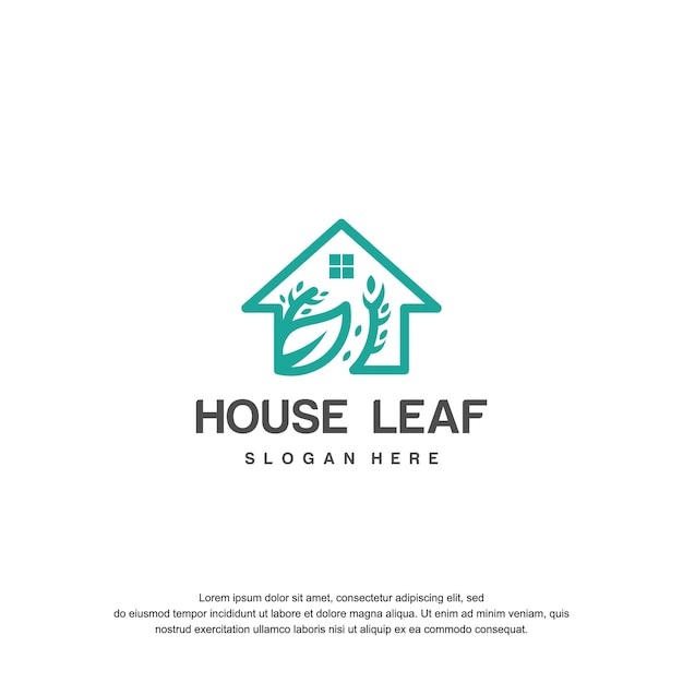 Concepto de icono de diseño de logotipo de hogar y hoja