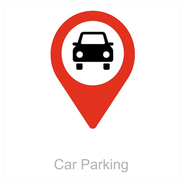 Concepto de icono de estacionamiento y ubicación