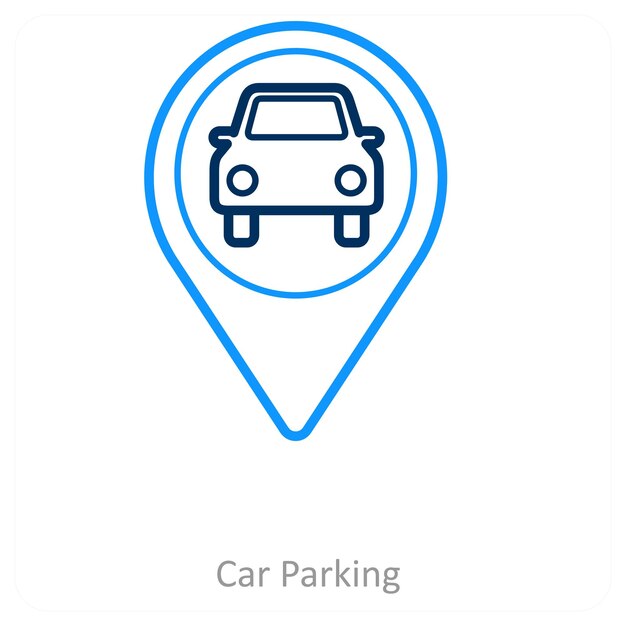 Concepto de icono de estacionamiento y ubicación