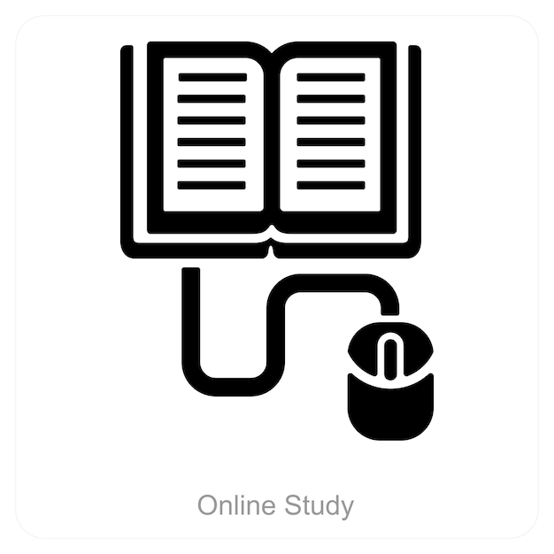 Concepto de ícono de estudio y educación en línea