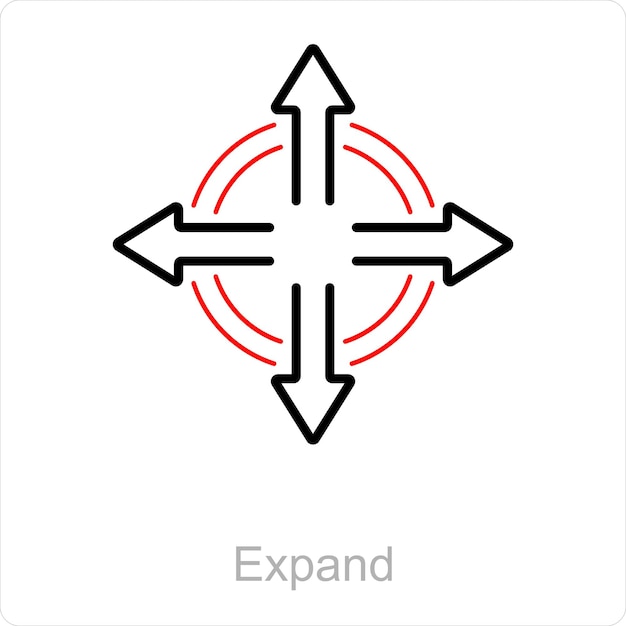 Concepto de icono de expansión y flecha