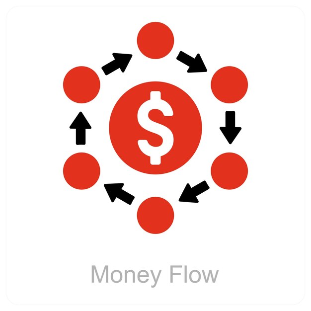 Concepto de icono de flujo de dinero y flujo de efectivo
