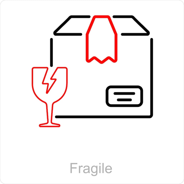 Vector concepto de icono frágil y de caja