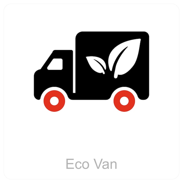 Concepto de icono de furgoneta y camión ecológico