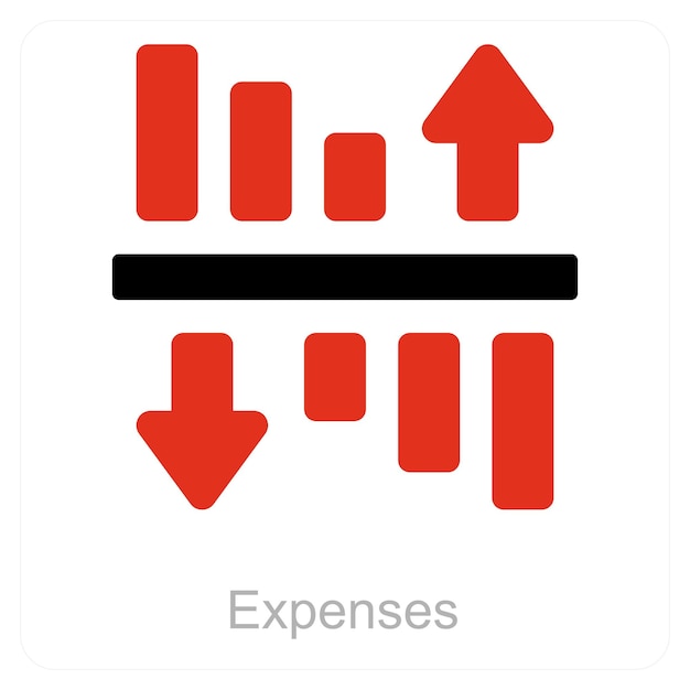Concepto de icono de gastos y gráfico de barras