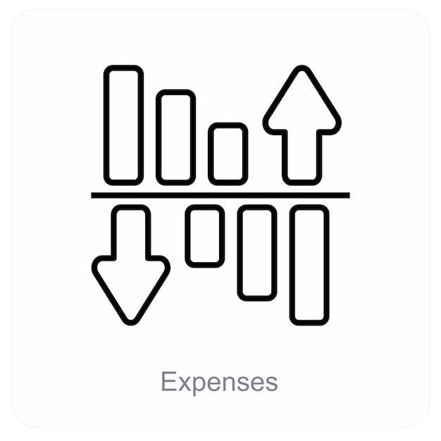 Concepto de icono de gastos y gráfico de barras