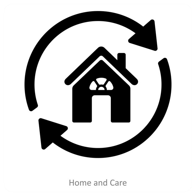Concepto de icono de hogar y cuidado
