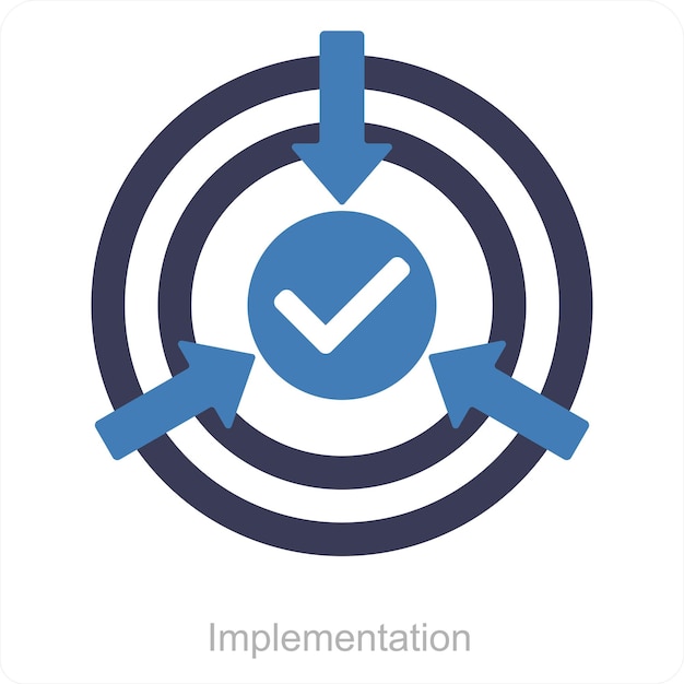 Concepto de icono de implementación y evaluación