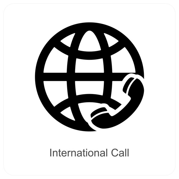 Concepto de icono de llamada y centro internacional