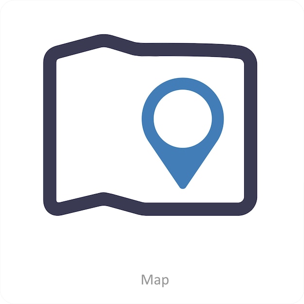 concepto de icono de mapa y pin