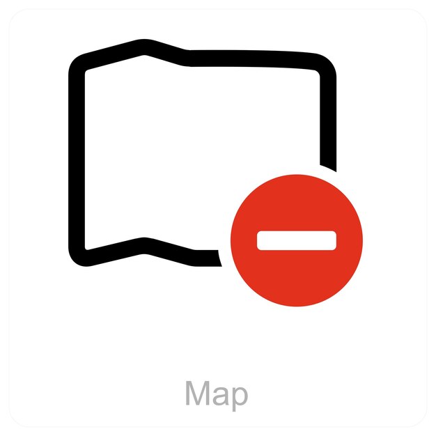 concepto de icono de mapa y pin