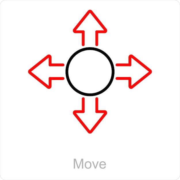 Concepto de icono de movimiento y camino