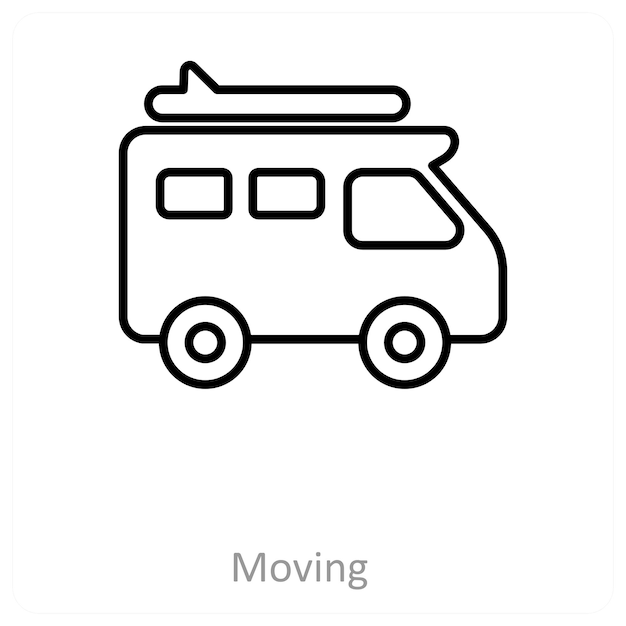 Concepto de icono de movimiento y vehículo