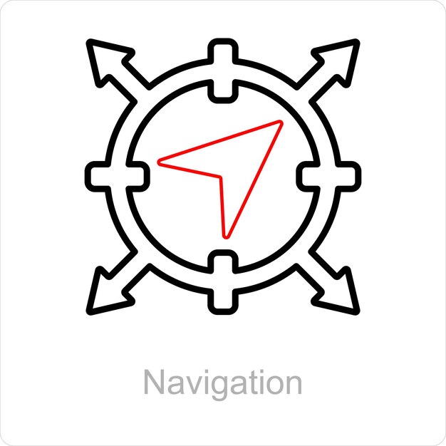 Concepto de icono de navegación y mapa