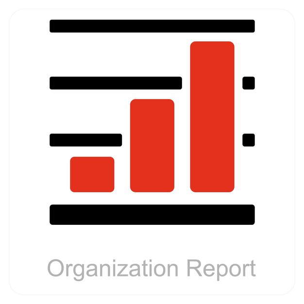 Concepto de icono de organización de informes y diagramas