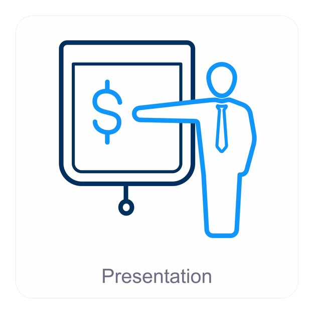 Concepto de icono de presentación y finanzas