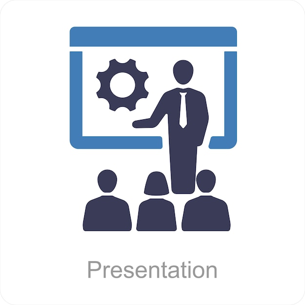 Concepto de icono de presentación y reunión