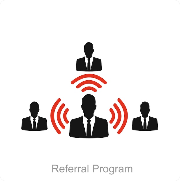 Concepto de icono de programa de referencia y programación afiliada