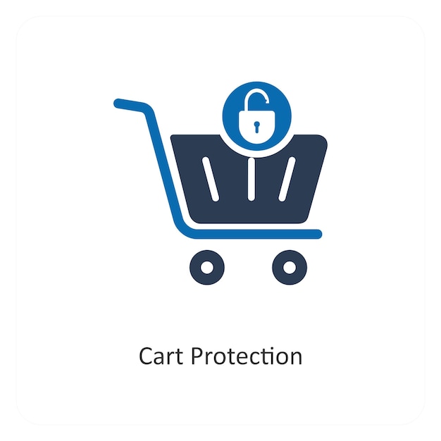 Concepto de icono de protección y carrito