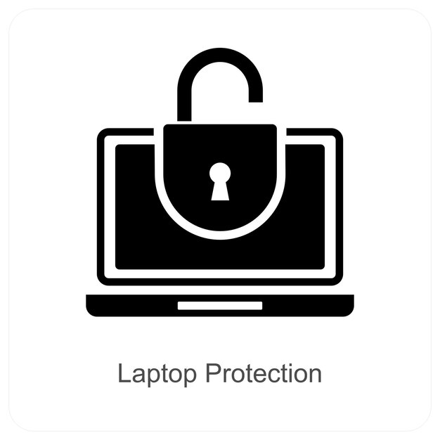 Concepto de icono de protección y seguridad del portátil