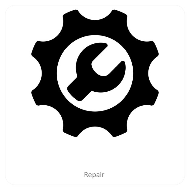 Concepto de icono de reparación y herramientas