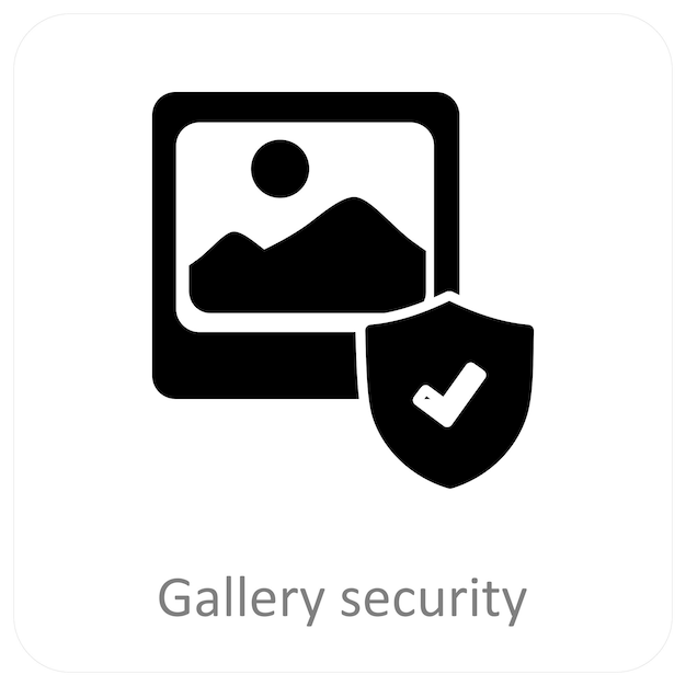 Concepto de icono de seguridad y protección de la galería