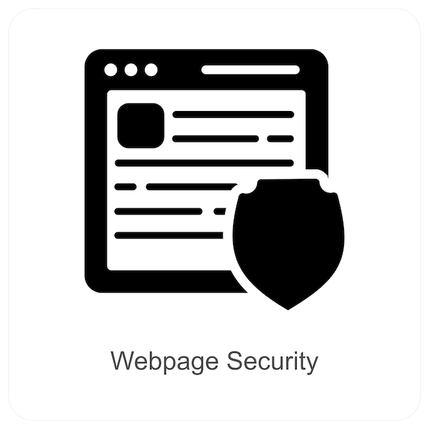 Concepto de icono de seguridad y protección de la página web