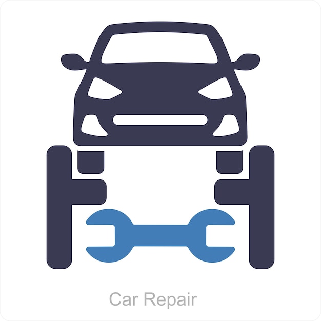 Concepto de icono de servicio y reparación de automóviles