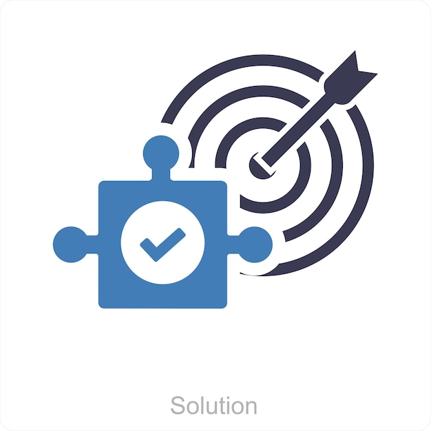 Concepto de icono de solución y objetivo