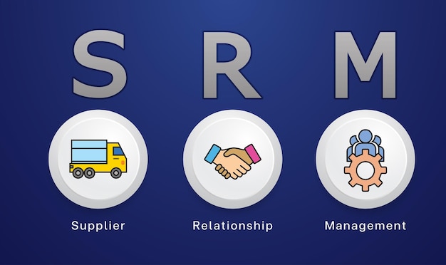 El concepto de icono de SRM es el diseño vectorial del sistema de acuerdo de gestión de relaciones con los proveedores.