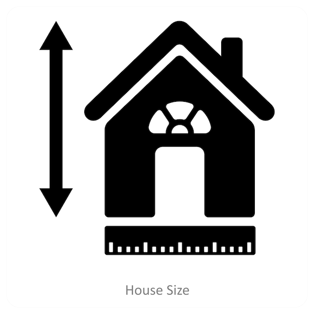 Concepto de icono de tamaño y construcción de la casa