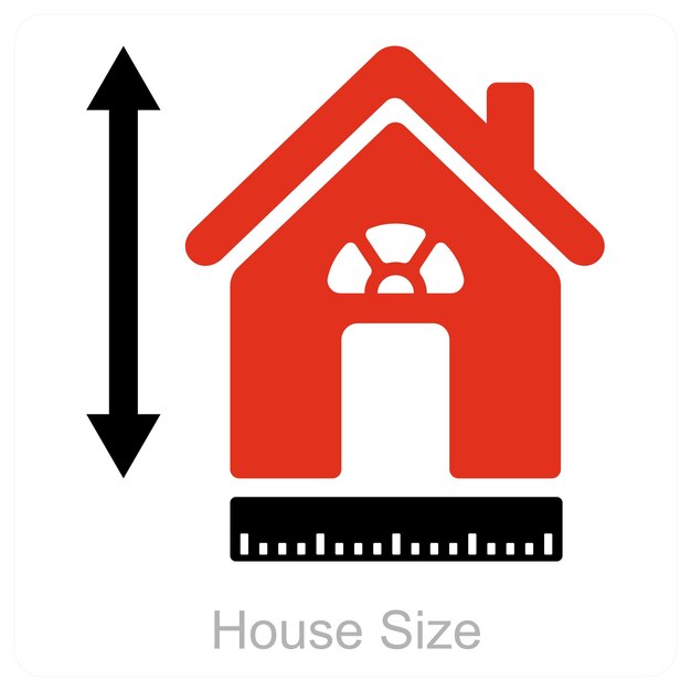 Concepto de icono de tamaño y construcción de la casa