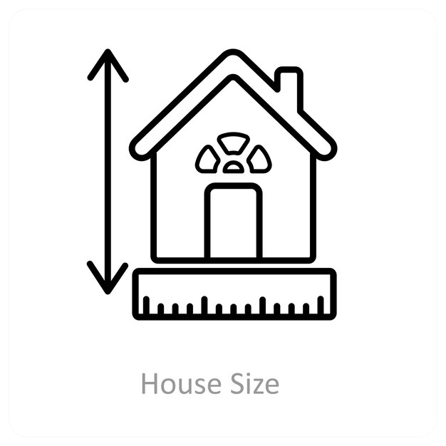 Concepto de icono de tamaño y construcción de la casa